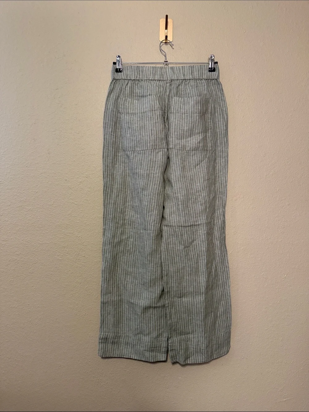 Everlane The Linen Easy Pant in Oil Green White Size M
